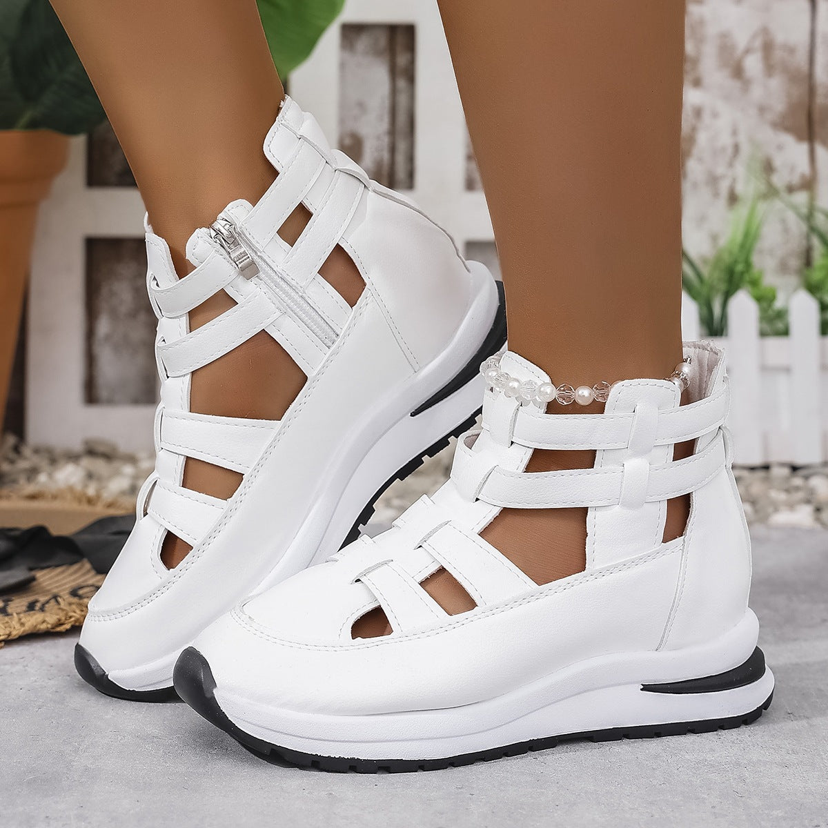 Damen Sportliche Plateausandalen mit verstellbarem Riemendesign R&B