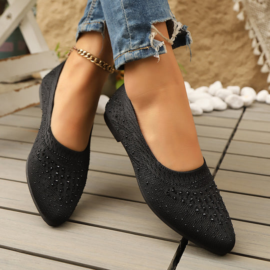 Damen Glitzernde Ballerinas mit atmungsaktivem Obermaterial und komfortablem Fußbett R&B