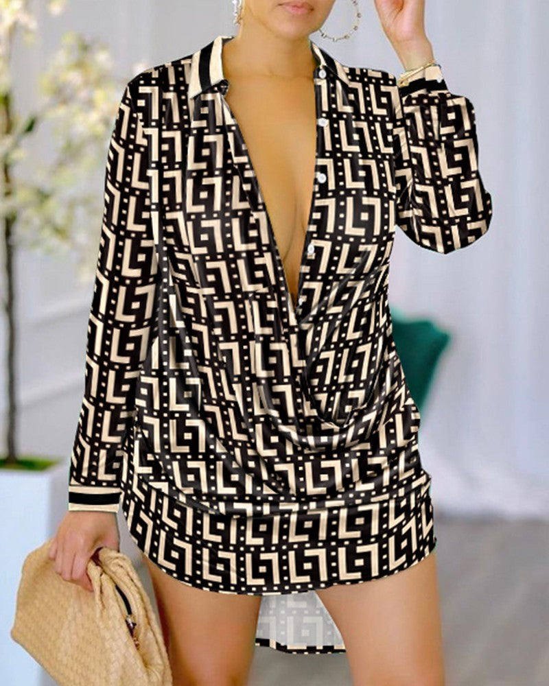 Damen Lebhaftes Blusenkleid mit glitzerndem Leopardendruck R&B