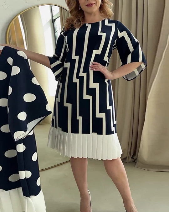 Damen Modisches Freizeitkleid mit Plisseefalten Heidi-Mode