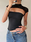Damen Body mit Spitzenkragen und enganliegendem Schnitt R&B
