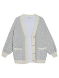 Damen oversized Strickjacke mit praktischen Taschen und stilvollen Knopfdetails R&B