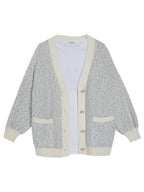 Damen oversized Strickjacke mit praktischen Taschen und stilvollen Knopfdetails R&B