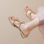 Damen elegante Slingback-Sandalen mit dekorativem Schleifenakzent