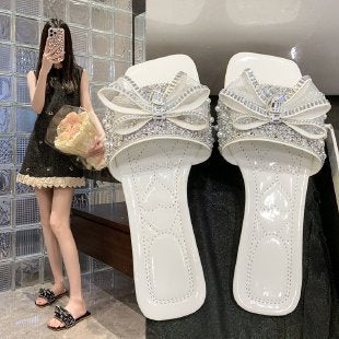 Damen Glamouröse Riemchen-Sandalen mit funkelnder Schleifen-Applikation R&B