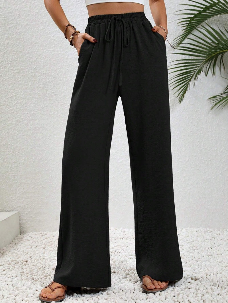 Damen Lässige, Breite Freizeithose mit Elastischem Bund und Seitlichen Taschen R&B