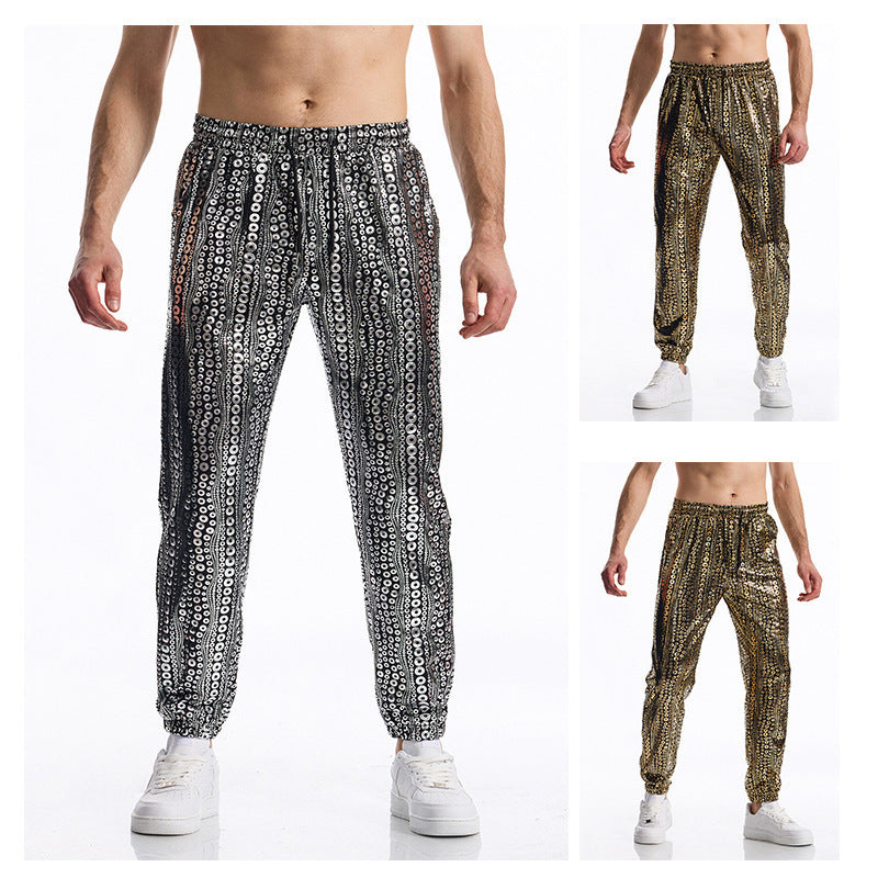 Herren Glamouröse Pailletten-Jogginghose R&B