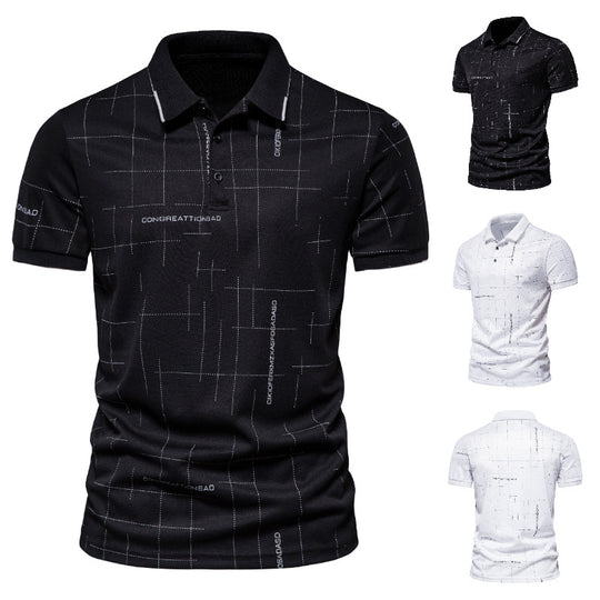 Herren Polohemd mit modernem Schnitt und grafischem Muster R&B