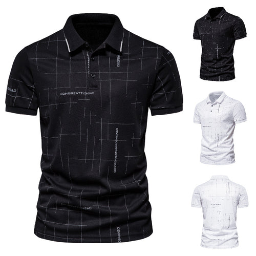 Herren Polohemd mit modernem Schnitt und grafischem Muster R&B