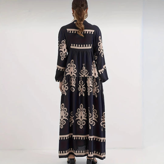 Damen Maxikleid mit floralem Design und eleganter Knopfleiste R&B