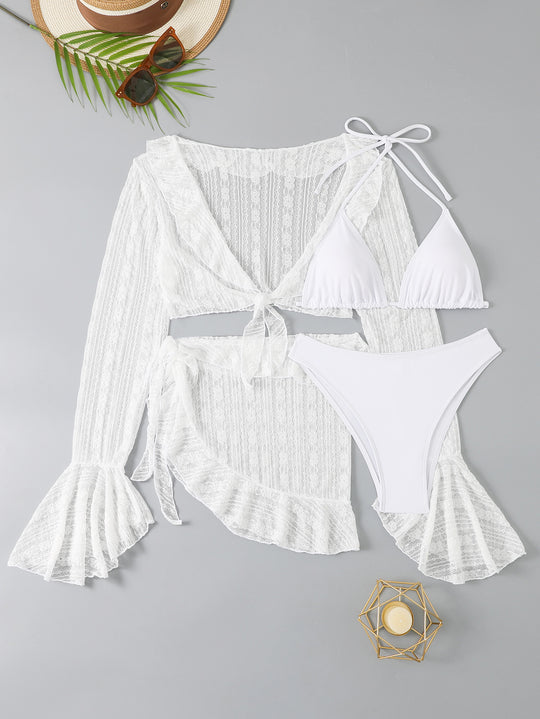 Damen Bikini-Set mit schickem Wickeloberteil und dekorativem Rock R&B