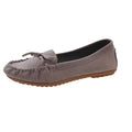 Damen Casual Wildleder Mokassin Ballerinas mit Dekorativer Schleife R&B