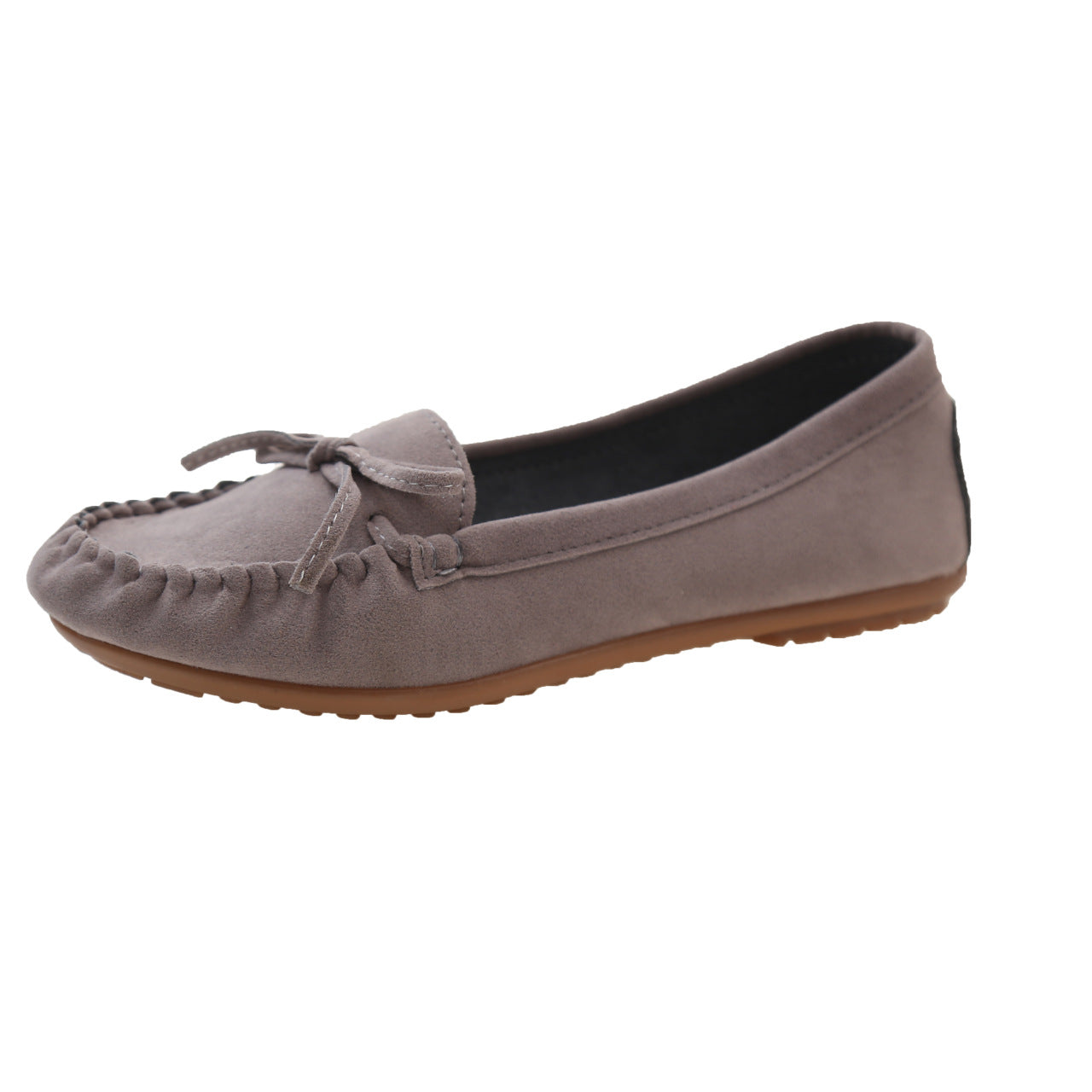 Damen Casual Wildleder Mokassin Ballerinas mit Dekorativer Schleife R&B