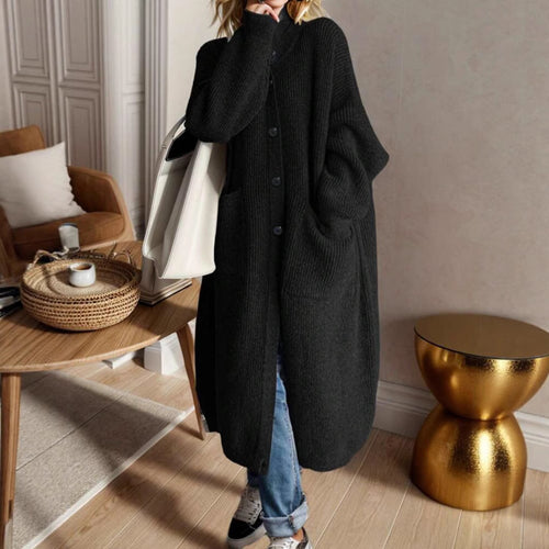 Damen Modische Strickjacke mit großzügigen Taschen und Knopfdetail R&B