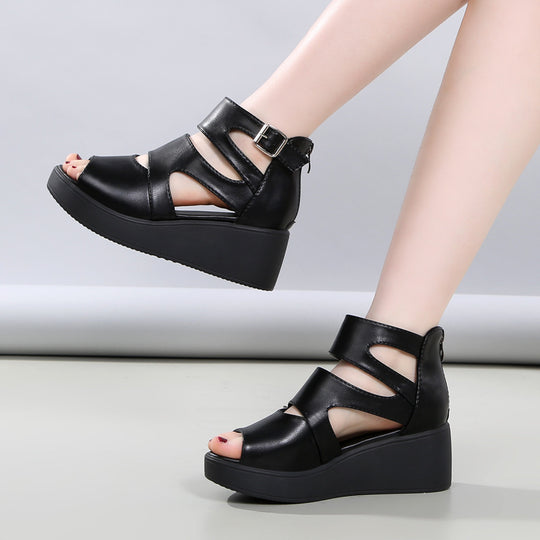 Damen Wedge-Sandalen mit modischen Cut-Outs und verstellbarem Riemen R&B