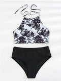Damen Bikini-Set mit hochgeschlossenem Oberteil und modernem Hosen-Design R&B