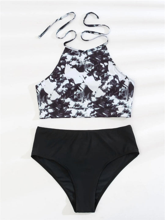 Damen Bikini-Set mit hochgeschlossenem Oberteil und modernem Hosen-Design R&B
