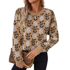 Damen lässiger Pullover mit floralem Muster und Rundhalsausschnitt