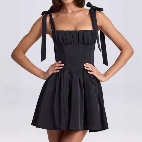 Damen luftiges Sommerkleid mit schickem Rückenausschnitt und entzückenden Schleifen R&B