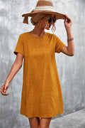 Damen lässiges Polka-Dot Kleid mit kurzem Arm und bequemem Schnitt R&B
