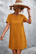 Damen lässiges Polka-Dot Kleid mit kurzem Arm und bequemem Schnitt R&B