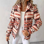 Damen Fleecejacke mit geometrischem Muster und hochwertiger Verarbeitung R&B