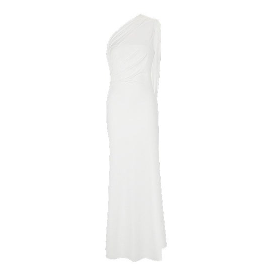 Damen elegantes Wickelkleid mit asymmetrischem Schnitt und tiefem V-Ausschnitt R&B