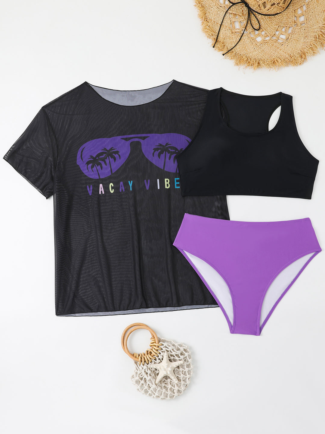 Damen Freizeit-Bikini-Set mit Netzoberteil R&B