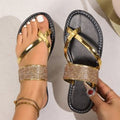Damen Badesandalen mit glamourösem Strass-Akzent und R&Brnem Kreuzriemen-Design R&B