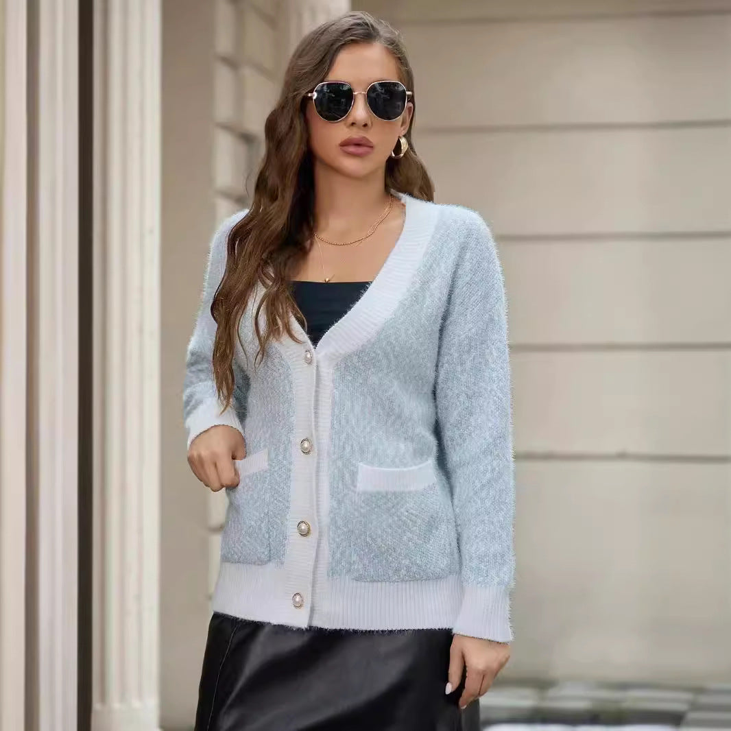 Damen oversized Strickjacke mit praktischen Taschen und stilvollen Knopfdetails R&B