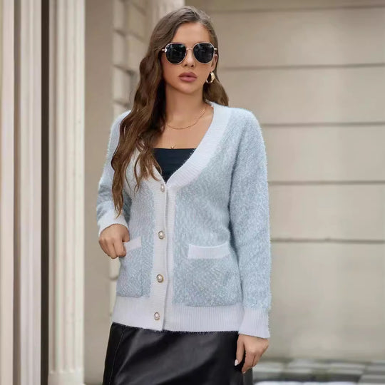 Damen oversized Strickjacke mit praktischen Taschen und stilvollen Knopfdetails R&B