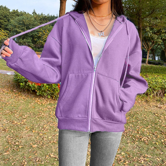 Damen Freizeit Übergroße Zip-Up Hoodie R&B