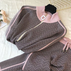 Damen Freizeitliche Strickjacke und Jogginghose Set R&B