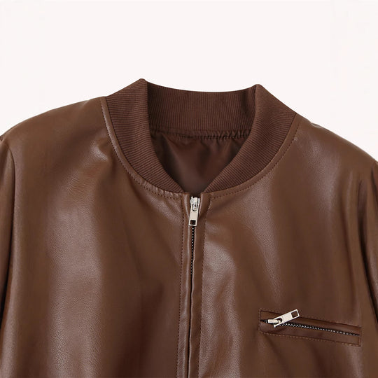 Damen Bikerjacke aus hochwertigem Kunstleder R&B
