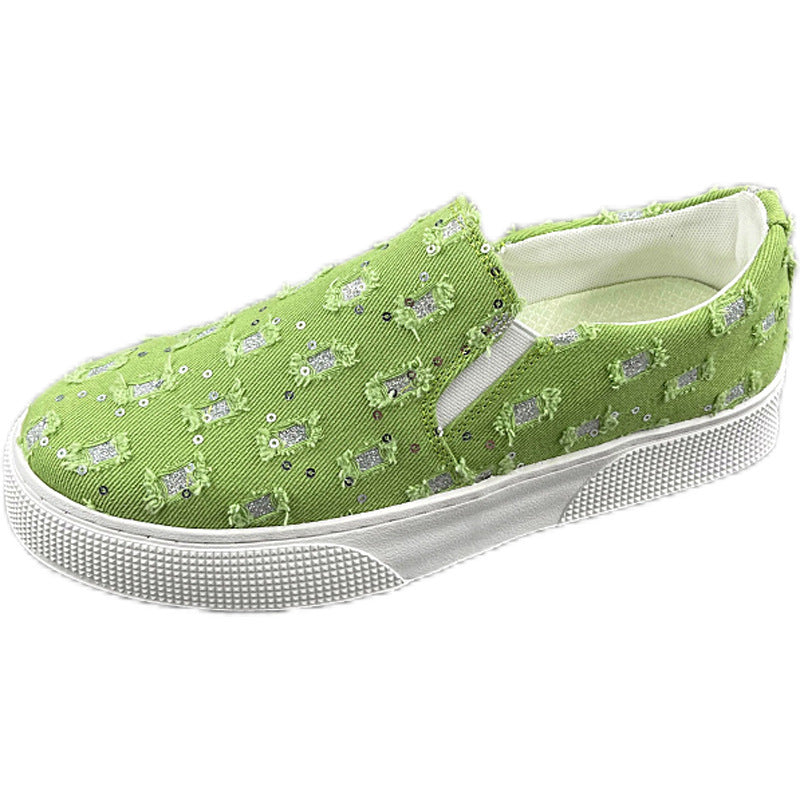 Damen Bequeme Slip-On Sneakers mit Glitzerdetails
