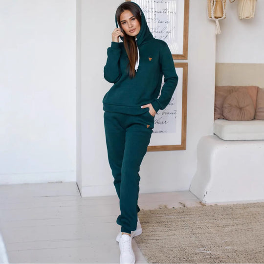 Damen Sportliches Hoodie-Set mit hohem Kragen R&B