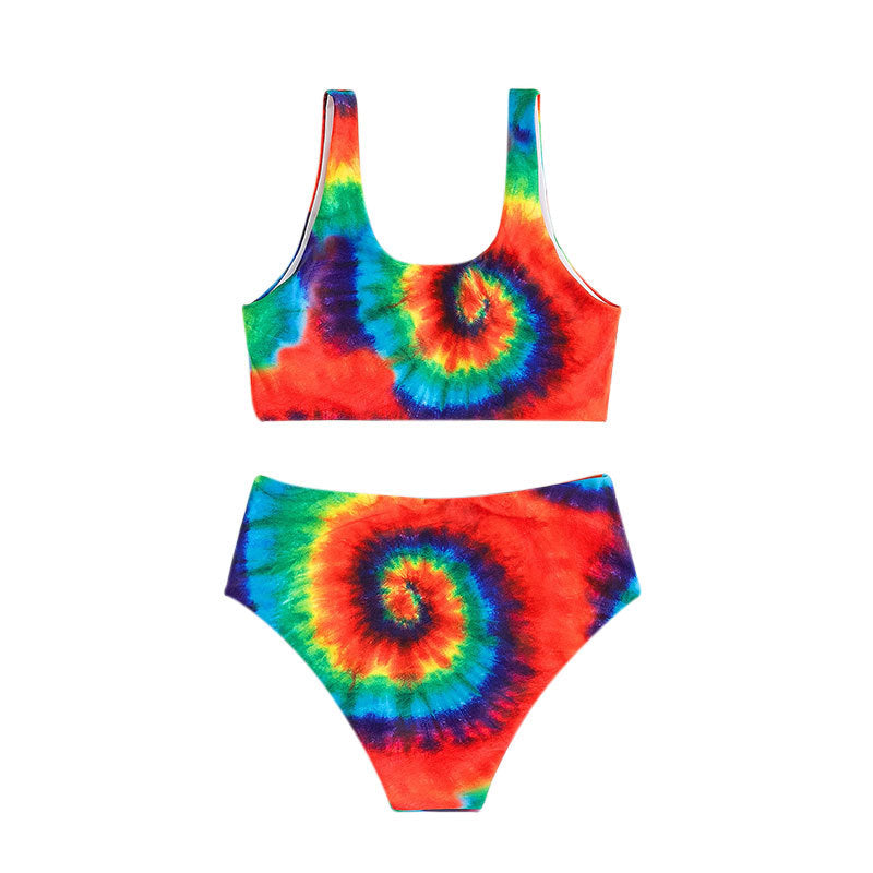 Damen Hochtailliertes Bikini-Set mit Spiralmuster R&B