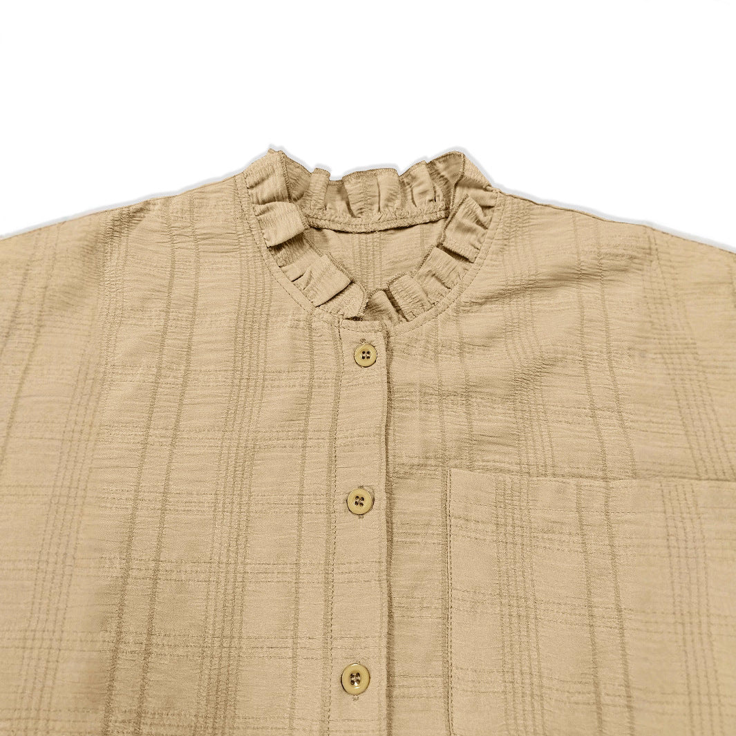 Damen Bluse mit Rüschenkragen und Knopfverschluss R&B