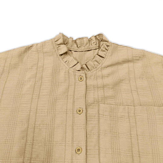 Damen Bluse mit Rüschenkragen und Knopfverschluss R&B