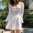 Damen Verspieltes Minikleid mit elegantem Bustier-Oberteil und voluminösen Ärmeln R&B