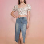Damen Jeansrock mit Schlitz und modernem Schnitt