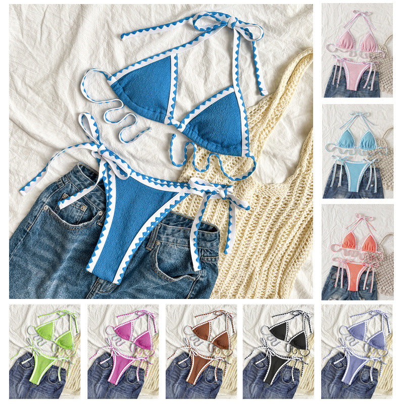 Damen Triangel-Bikini mit verspieltem Zickzackmuster R&B
