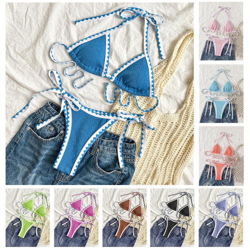 Damen Triangel-Bikini mit verspieltem Zickzackmuster R&B