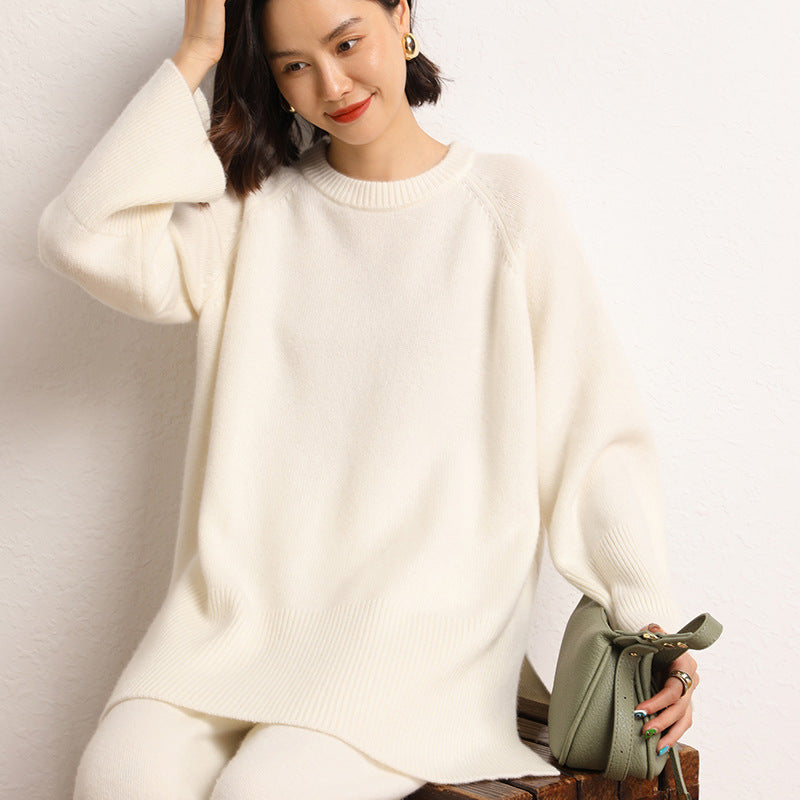 Damen Eleganter, lässiger Strickpullover mit weitem Schnitt und detailreichen Ärmeln R&B