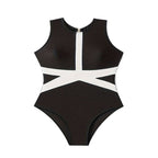 Damen Sportlicher Einteiler Badeanzug mit kontrastierenden Farbakzenten R&B