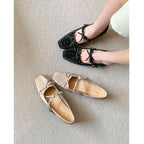 Damen Ballerinas mit dekorativen Schleifen und Strass-Applikationen