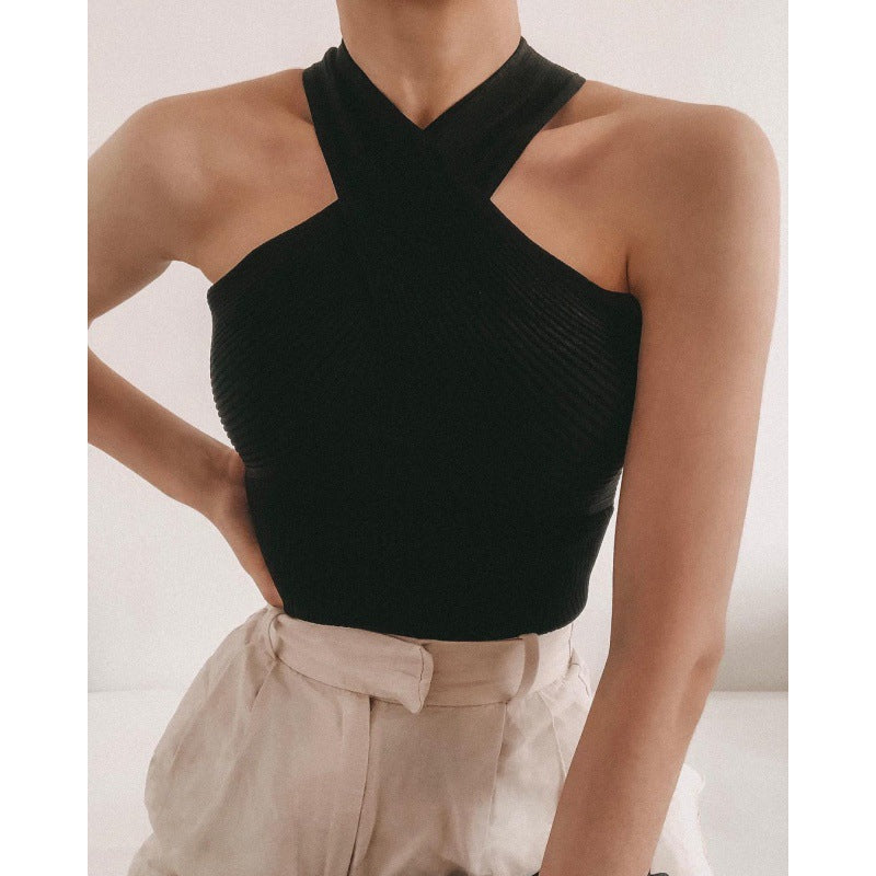 Damen Stricktop mit künstlerischem Kreuz-Träger Design R&B
