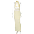 Damen Elegantes langes Kleid mit hochwertiger Drapierung und raffiniertem Halterneck R&B