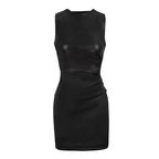 Damen figurbetontes Lederkleid mit elegantem Schnitt und raffinierten Raffungseffekten EB