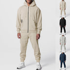 Herren nan urbanes Reißverschluss‑Hoodie mit Kängurutasche und konisch zulaufender Jogginghose Set R&B